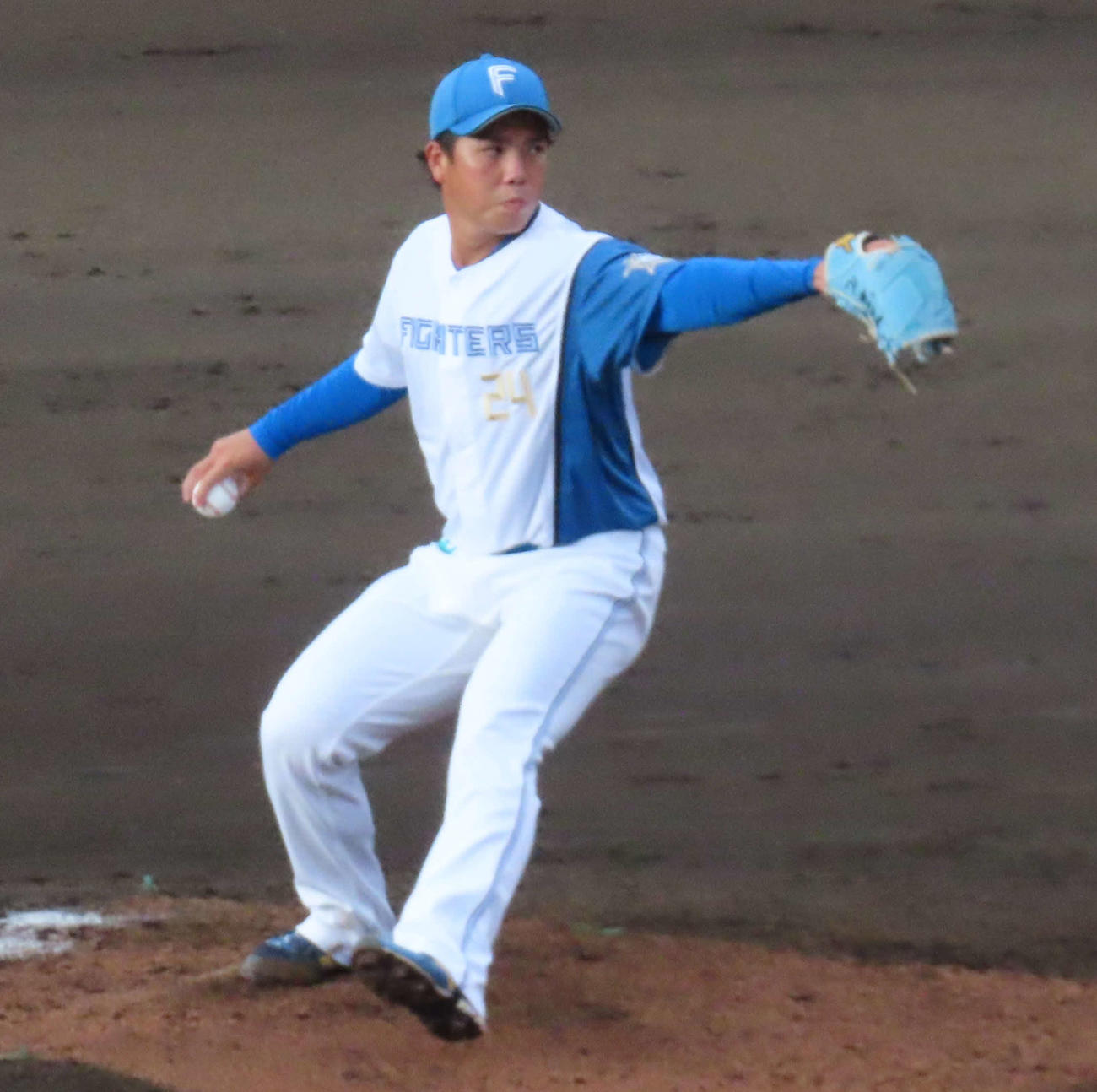 日本ハム対ヤクルト　7回3失点（自責2）で勝ち投手となった日本ハム先発の金村（撮影・佐瀬百合子）