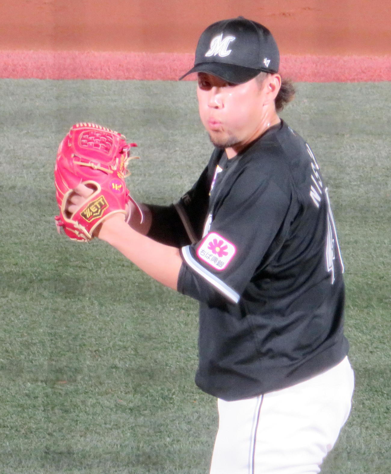 DeNA対ロッテ　5回に左脇腹肉離れからの復帰登板を果たした西村（撮影・鎌田直秀）