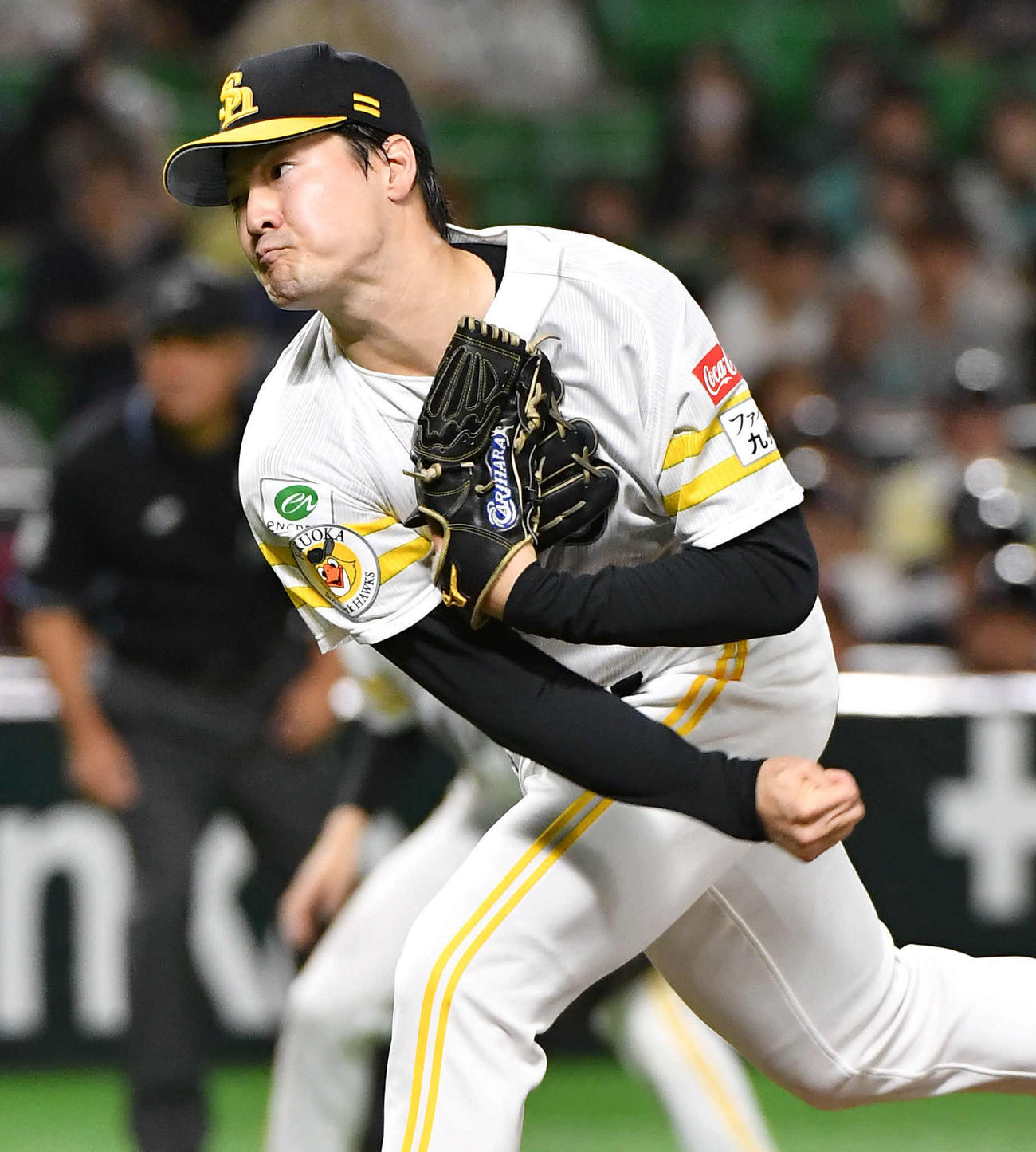 ソフトバンク対西武　ソフトバンク先発の有原（撮影・岩下翔太）