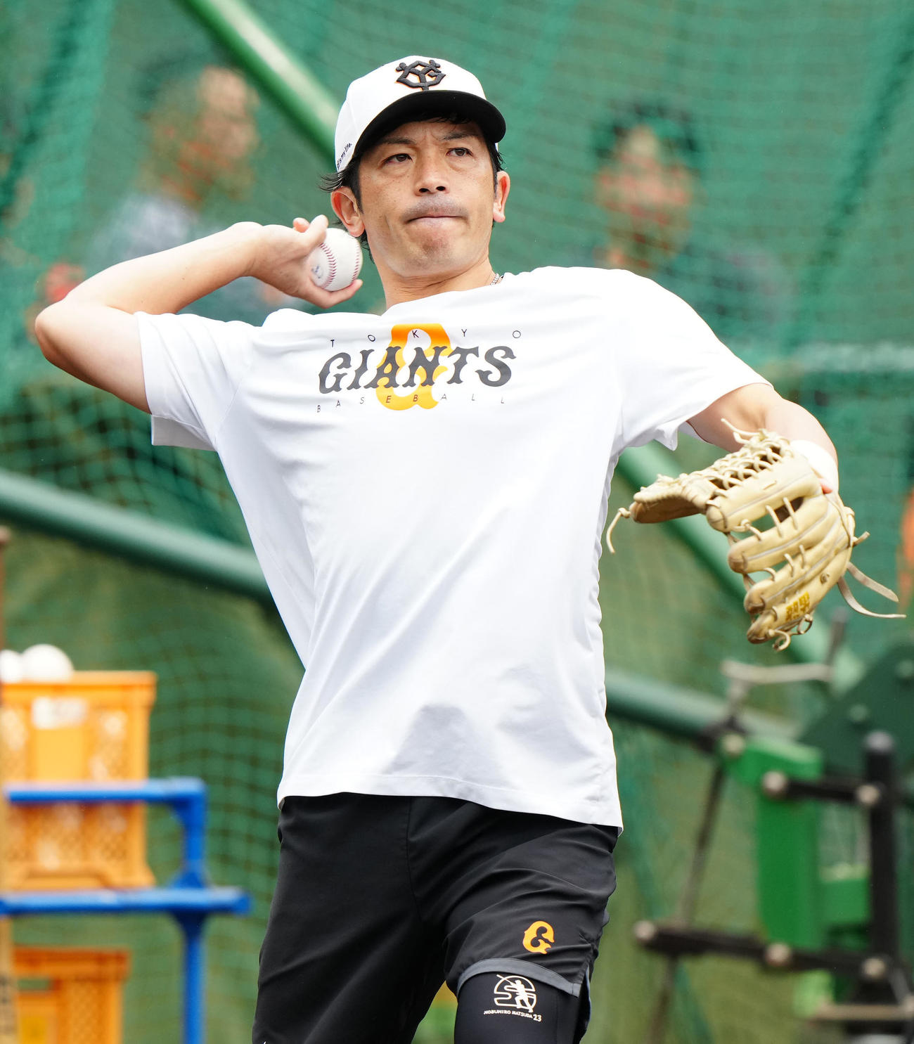 イースタン・リーグ　巨人対西武　試合前練習に臨む巨人松田（撮影・江口和貴）