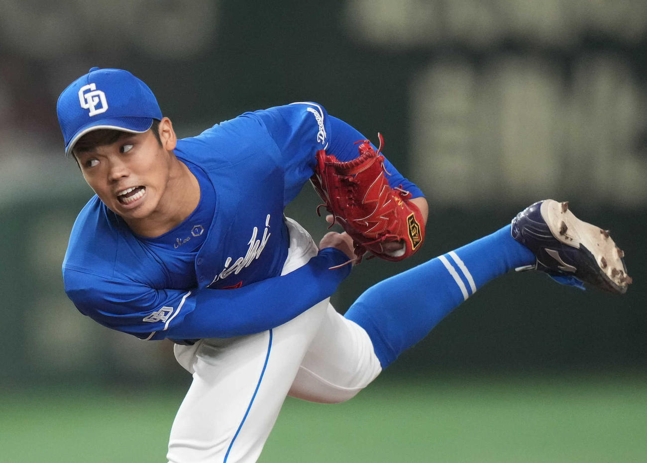 巨人対中日　中日先発の根尾（撮影・狩俣裕三）