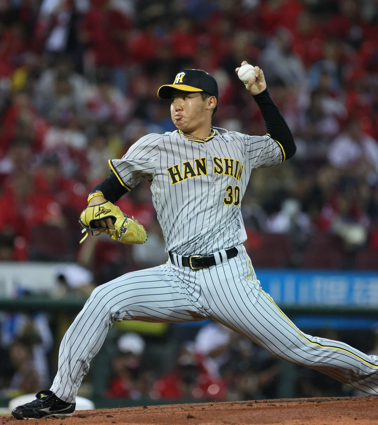 広島対阪神　阪神先発の門別（撮影・加藤孝規）