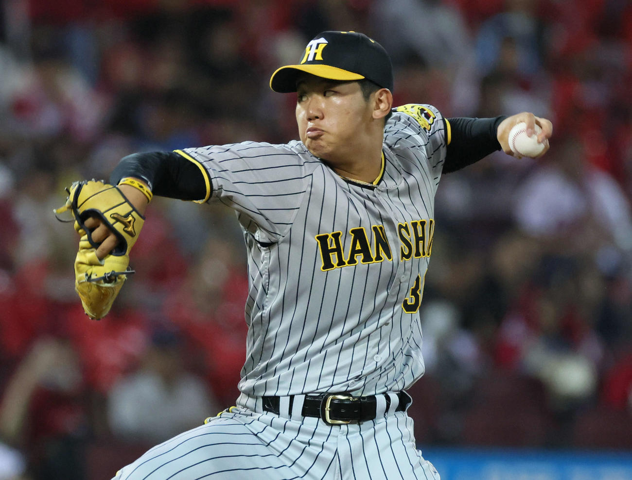 広島対阪神　阪神先発の門別（撮影・加藤孝規）