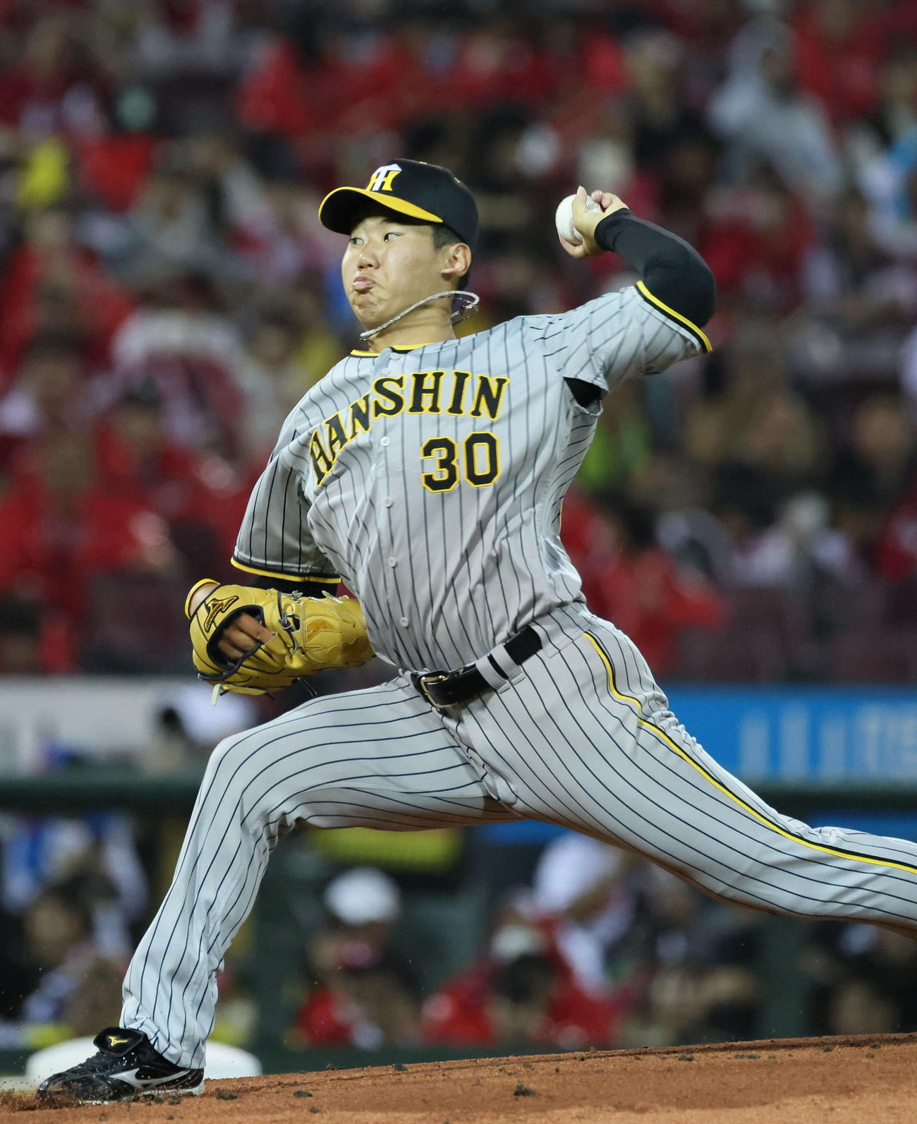 広島対阪神　阪神先発の門別（撮影・加藤孝規）