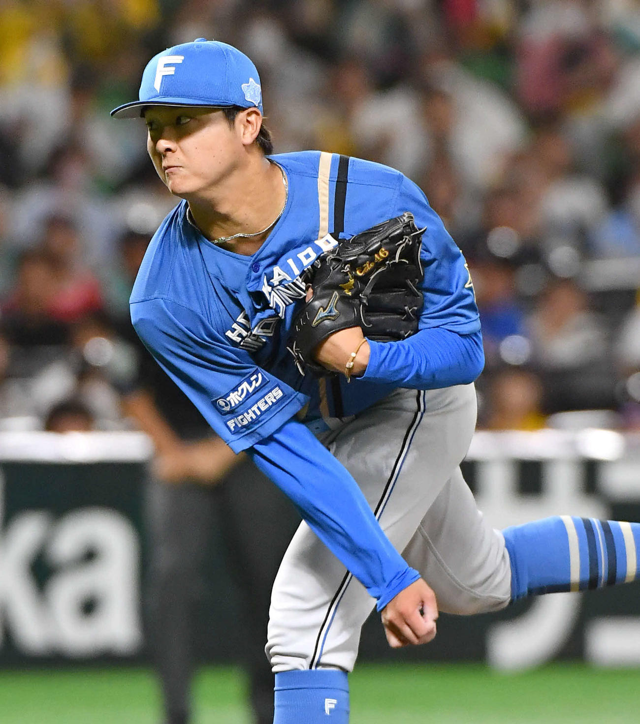 ソフトバンク対日本ハム　日本ハム先発の田中瑛（撮影・岩下翔太）