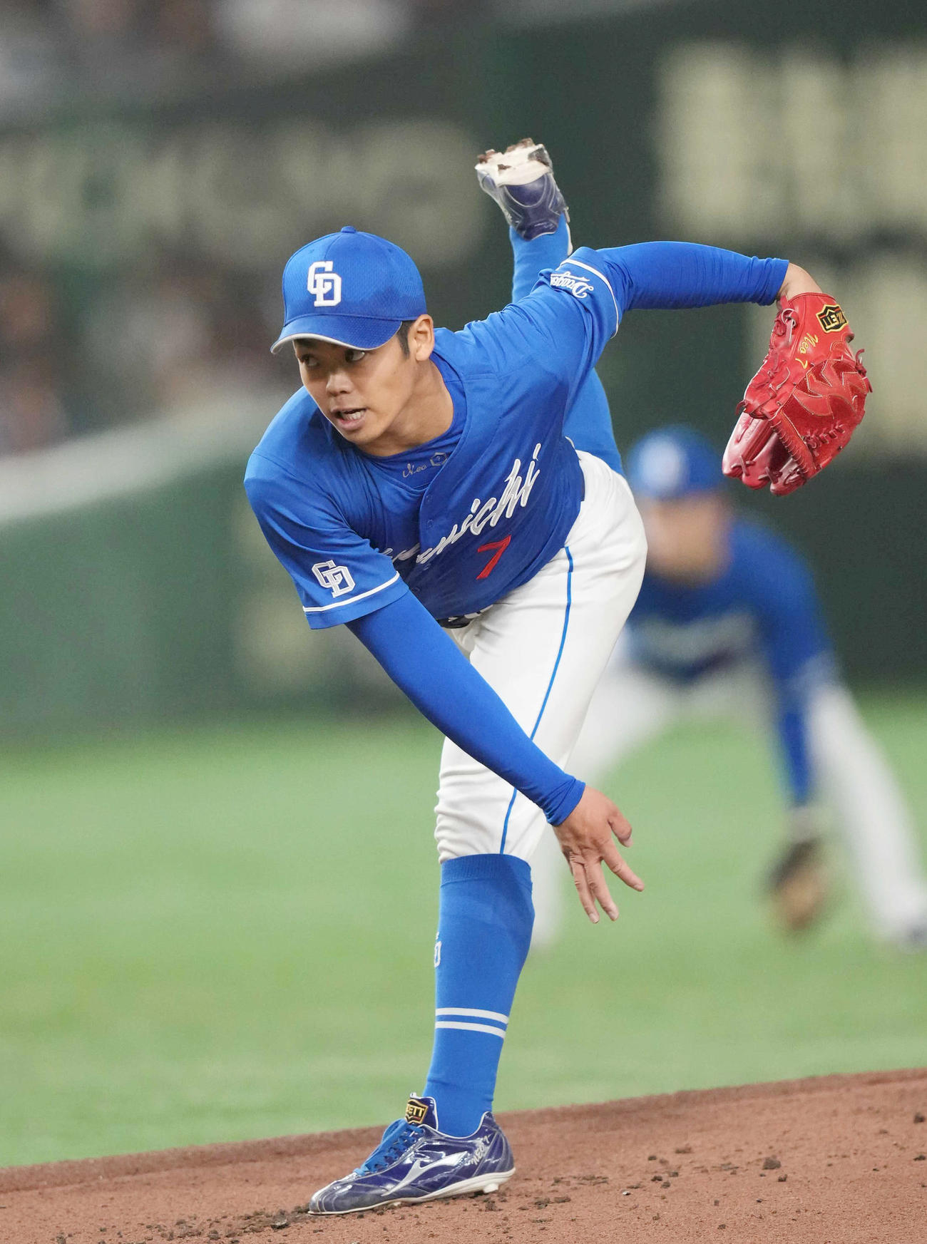 巨人対中日　中日先発の根尾（撮影・狩俣裕三）