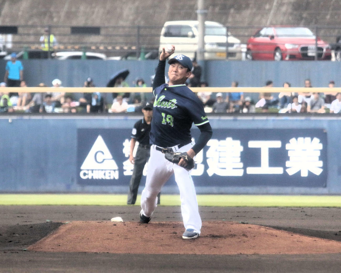 日本ハム対ヤクルト　先発で1回無安打無失点だったヤクルト奥川（撮影・木下大輔）