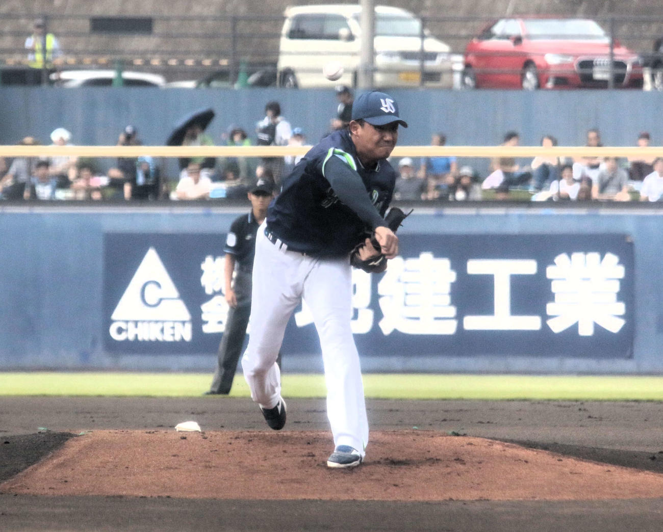 日本ハム対ヤクルト　先発で1回無安打無失点だったヤクルト奥川（撮影・木下大輔）