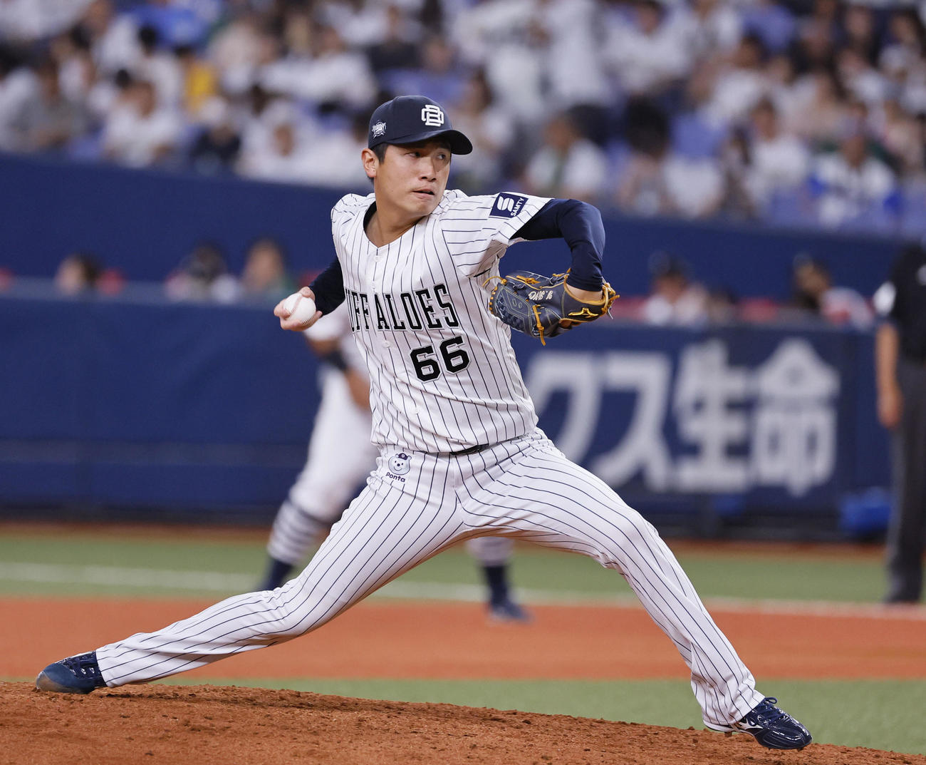 オリックス対楽天　6回、3番手で登板したオリックス吉田（撮影・藤尾明華）