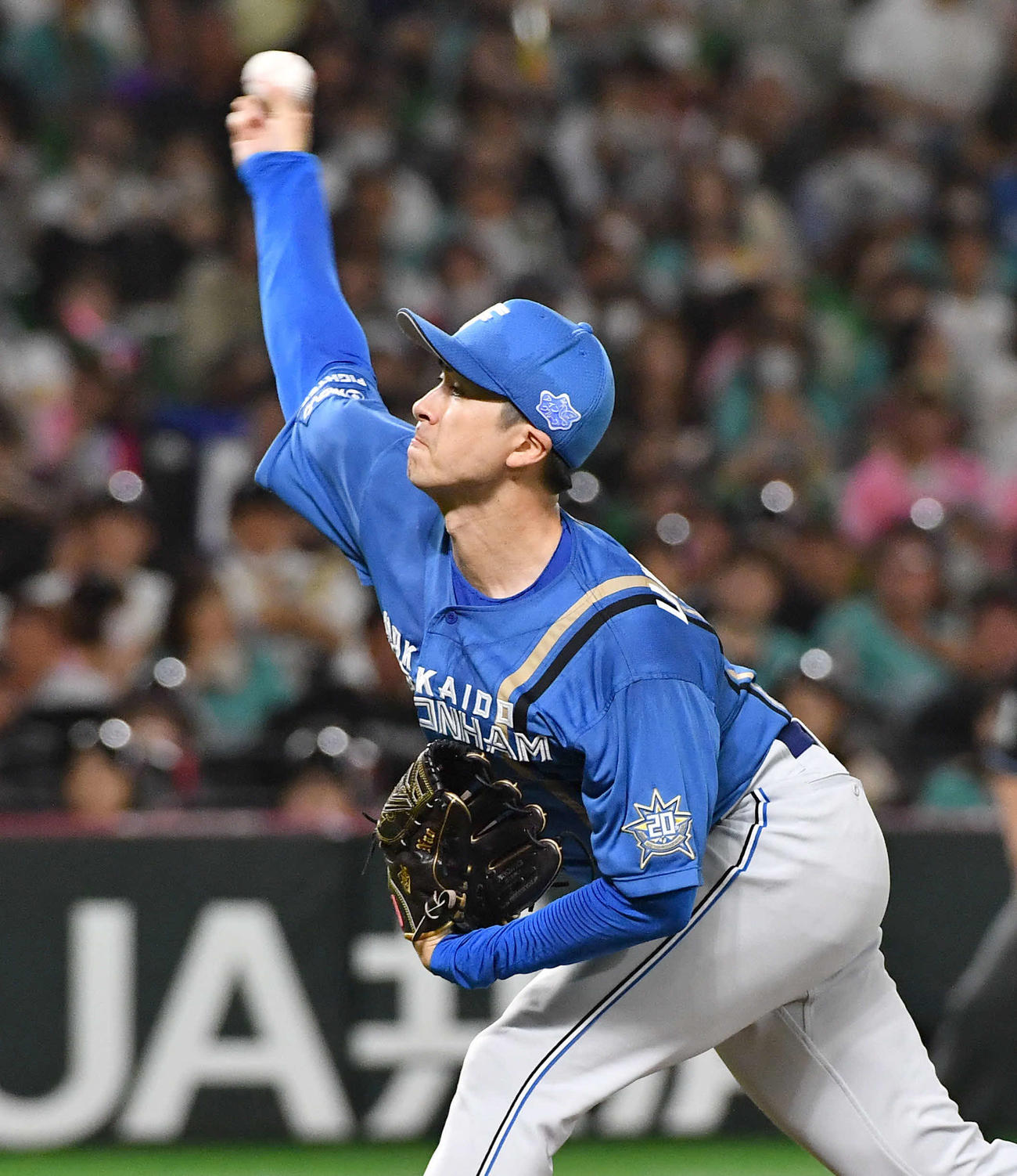 ソフトバンク対日本ハム　力投する日本ハム先発の上沢（撮影・岩下翔太）