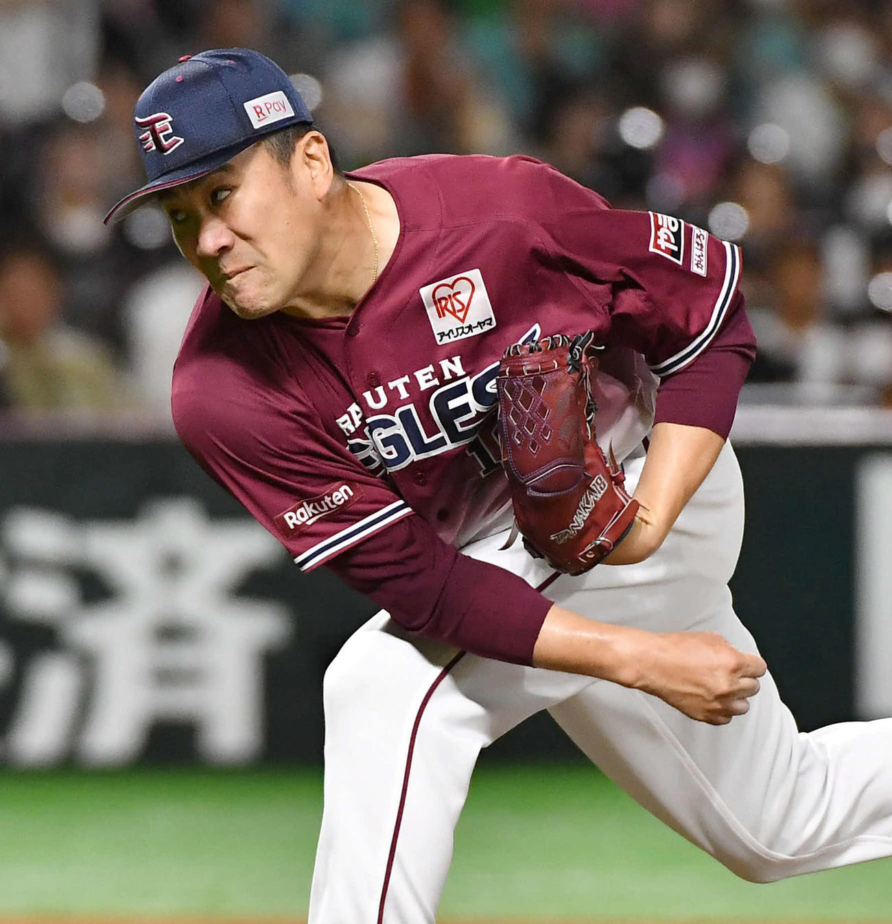 ソフトバンク対楽天　力投する楽天先発の田中将（撮影・岩下翔太）