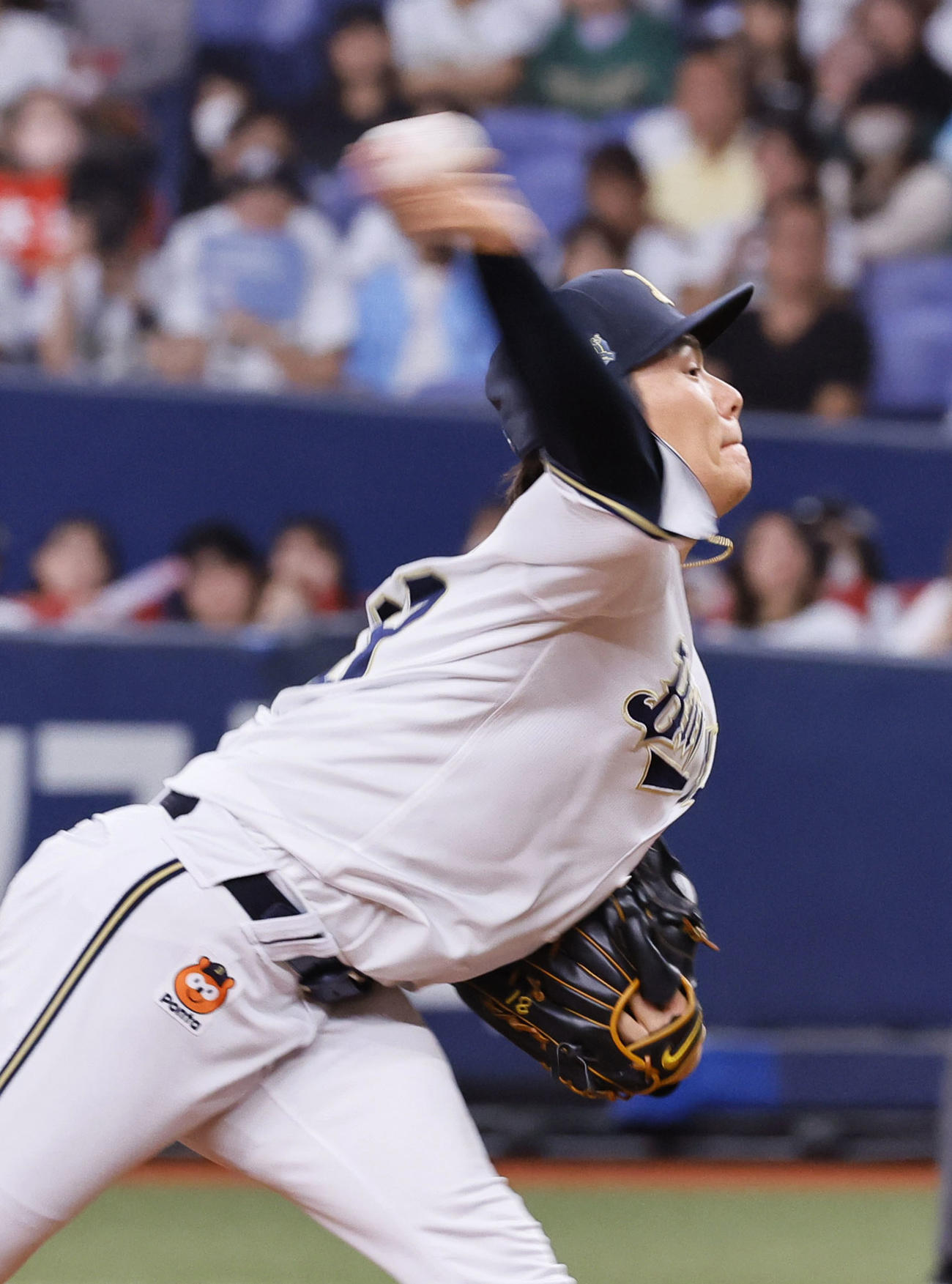 オリックス対日本ハム　7回、力投するオリックス山本（撮影・藤尾明華）
