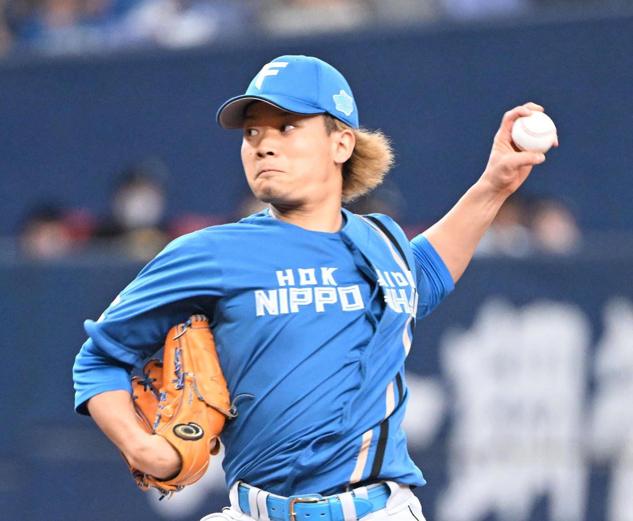 オリックス対日本ハム　8回に登板する日本ハム福田（撮影・和賀正仁）