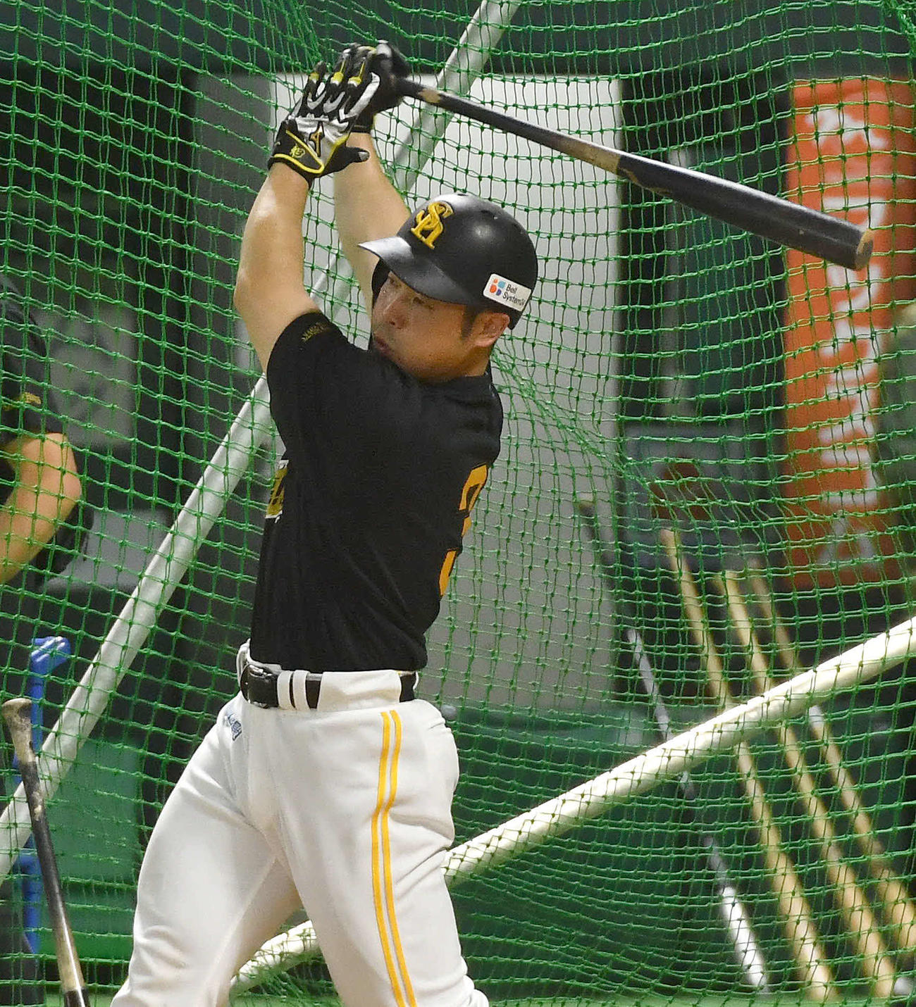 フリー打撃を行う近藤（撮影・岩下翔太）
