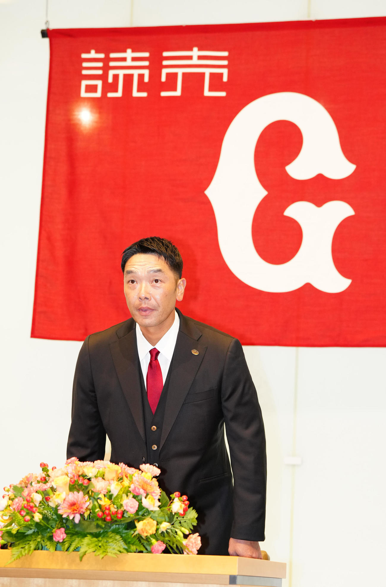 就任会見に臨む巨人阿部新監督（撮影・江口和貴）