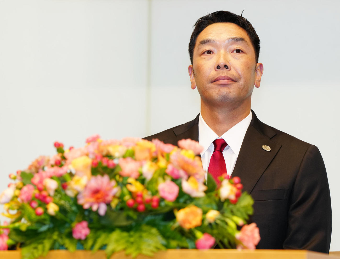 就任会見に臨む巨人阿部新監督（撮影・江口和貴）