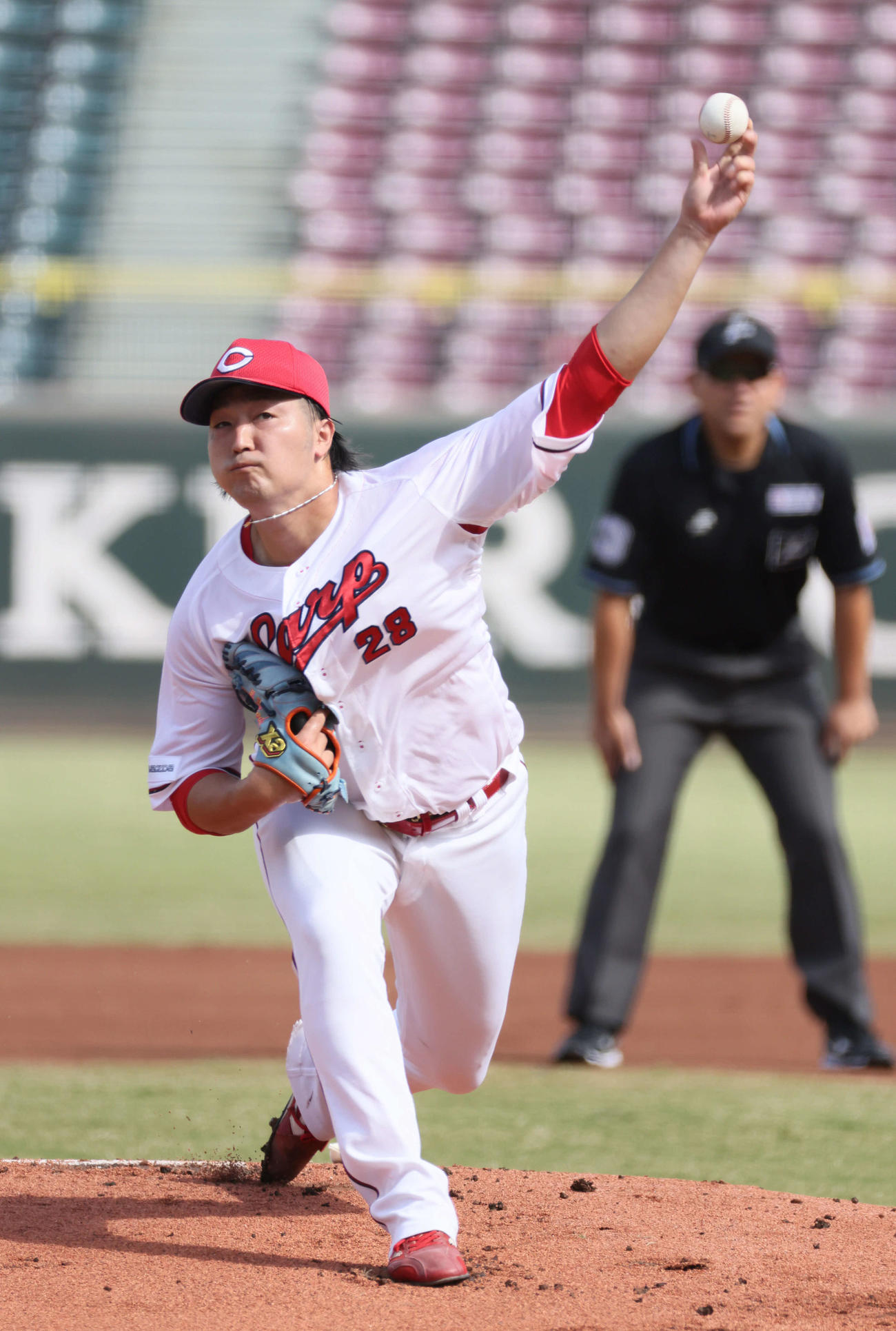練習試合広島対JFE西日本　広島先発の床田（撮影・加藤孝規）
