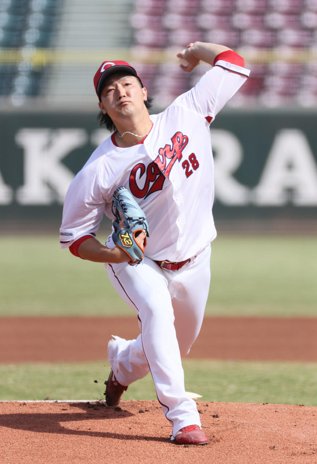 練習試合広島対JFE西日本　広島先発の床田（撮影・加藤孝規）
