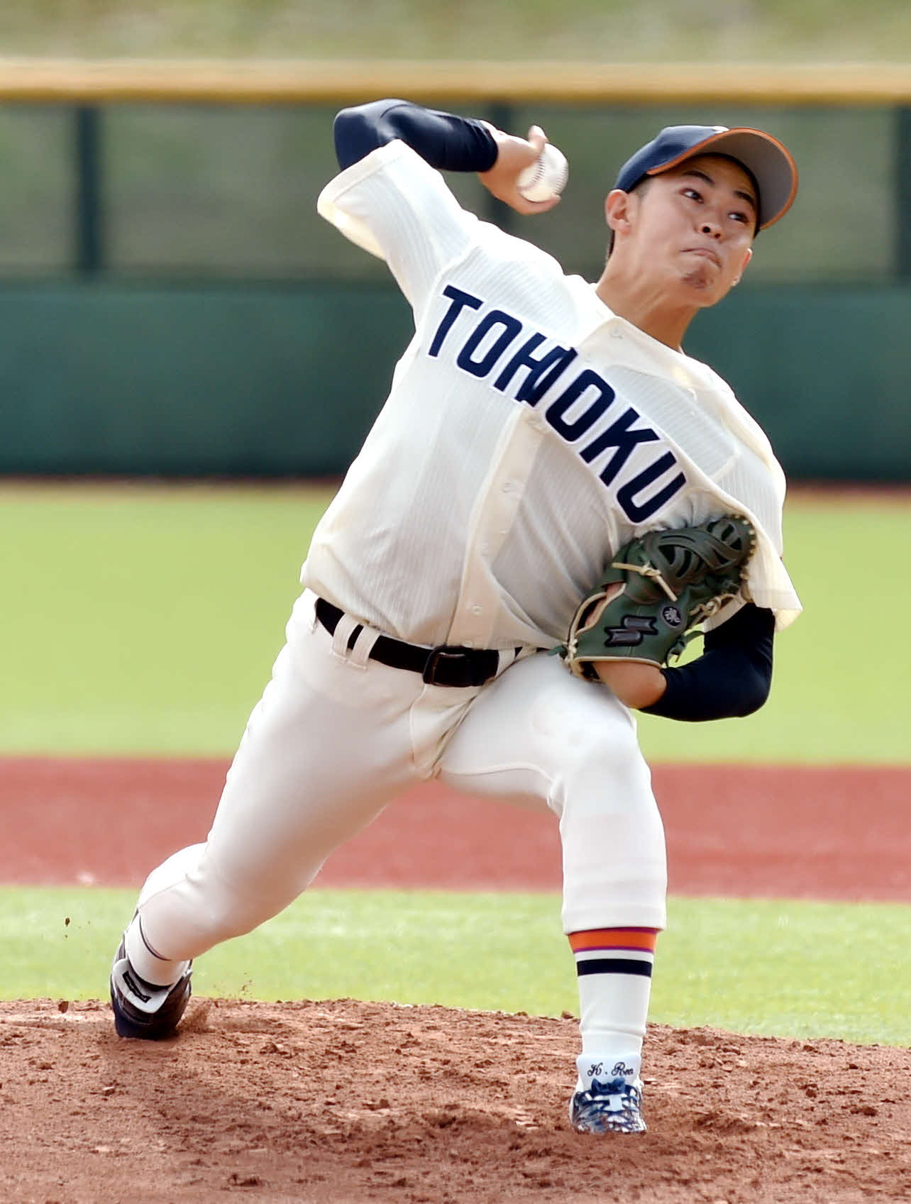 東北福祉大対仙台大　5回を1失点に抑えた東北福祉大・北畑（撮影・相沢孔志）