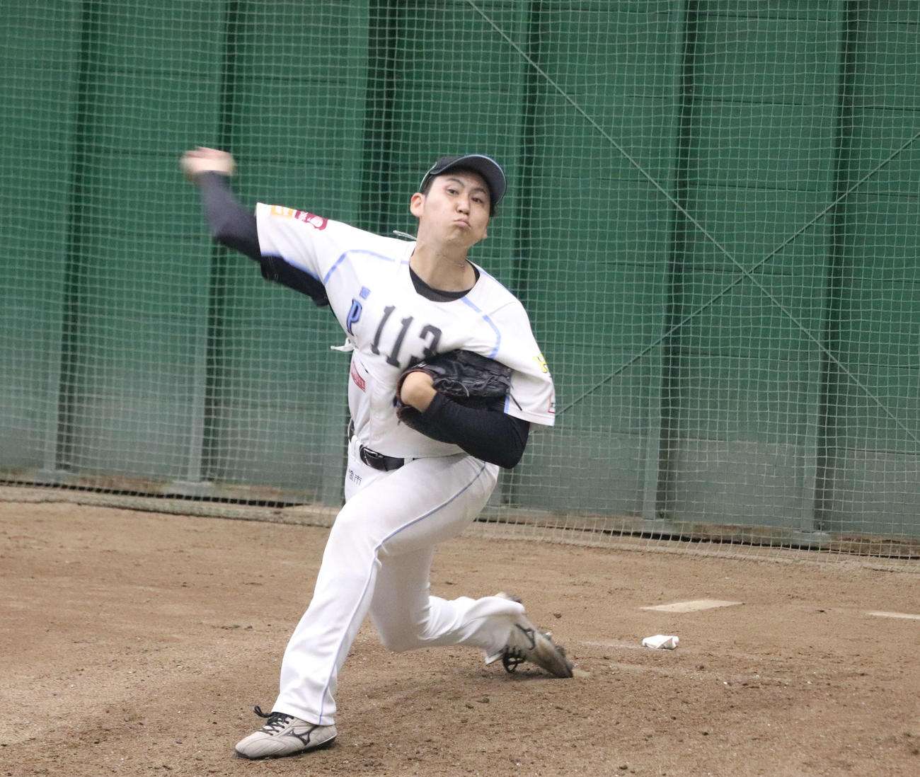 巨人の入団テストに参加したBC群馬の薗（撮影・小早川宗一郎）