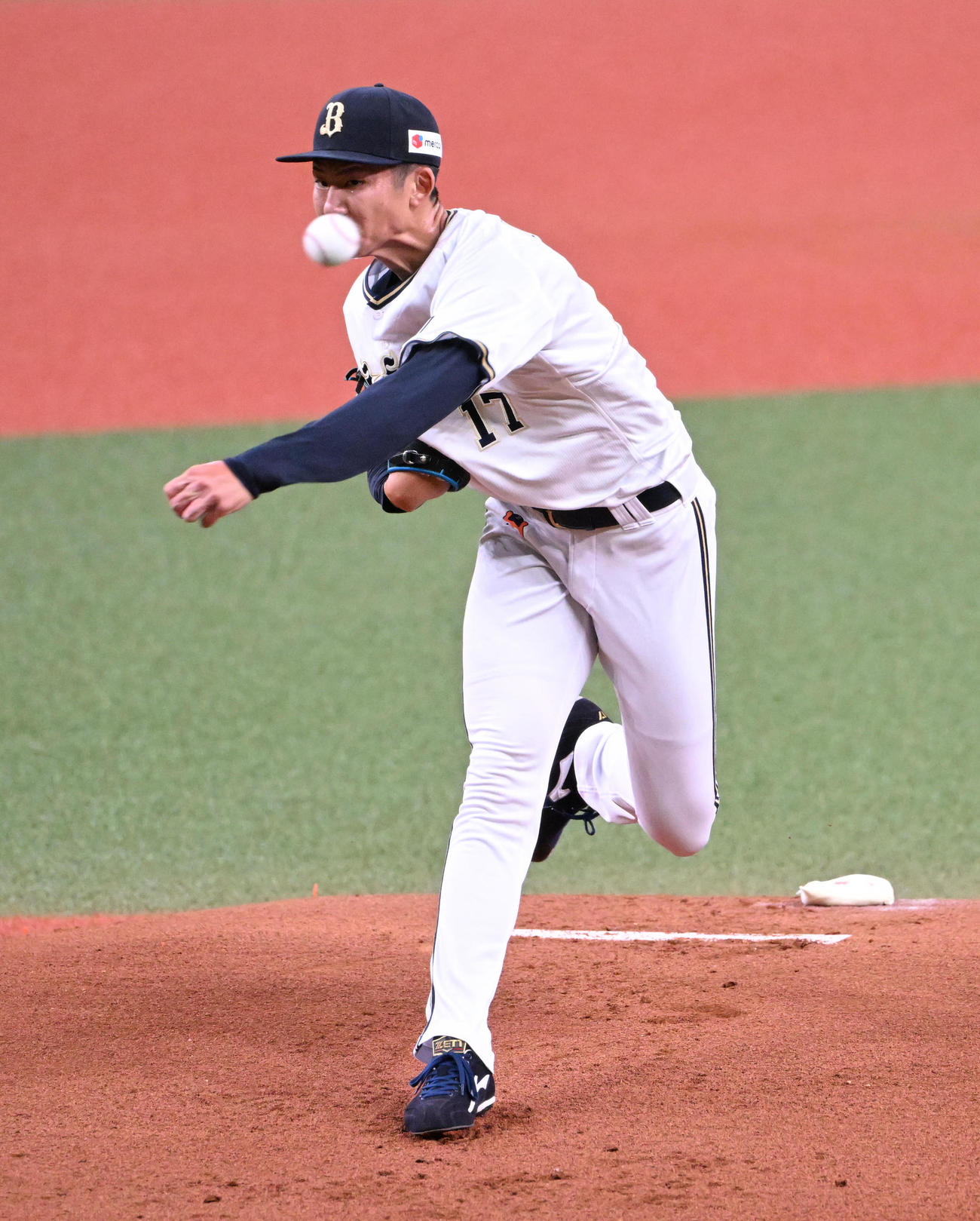 オリックス対ソフトバンク　先発するオリックス曽谷（撮影・和賀正仁）