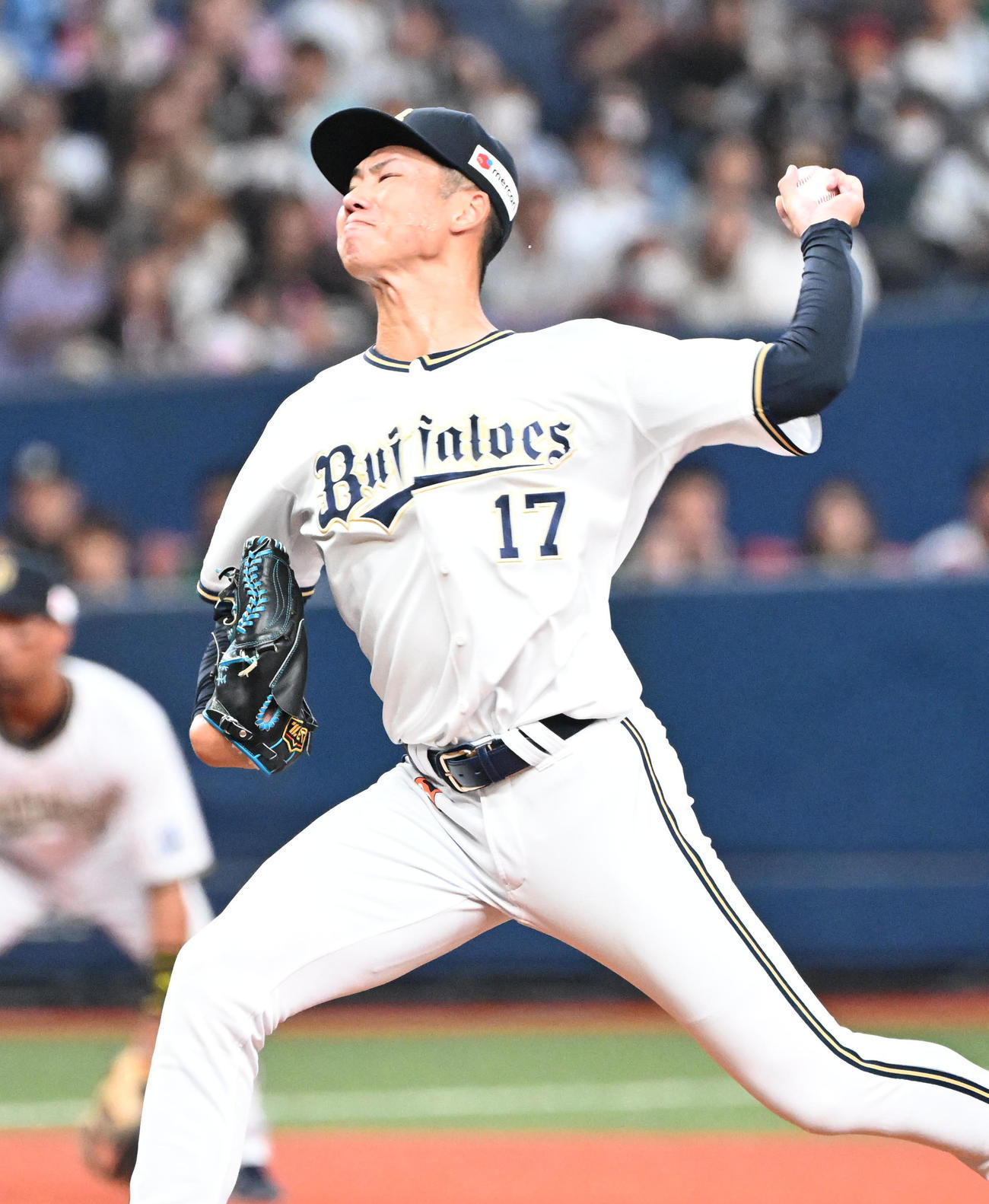 オリックス対ソフトバンク　先発するオリックス曽谷（撮影・和賀正仁）