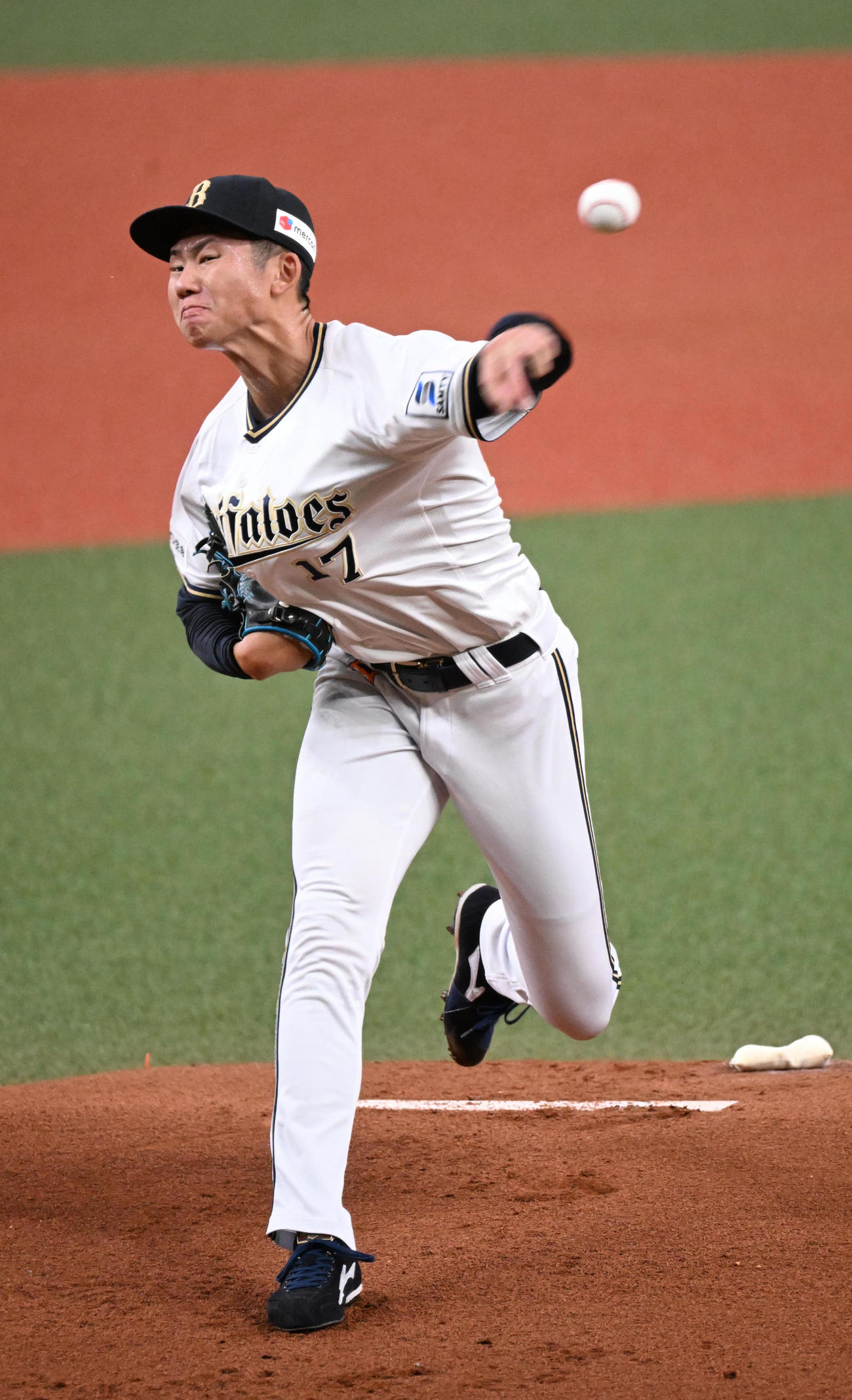 オリックス対ソフトバンク　先発するオリックス曽谷（撮影・和賀正仁）