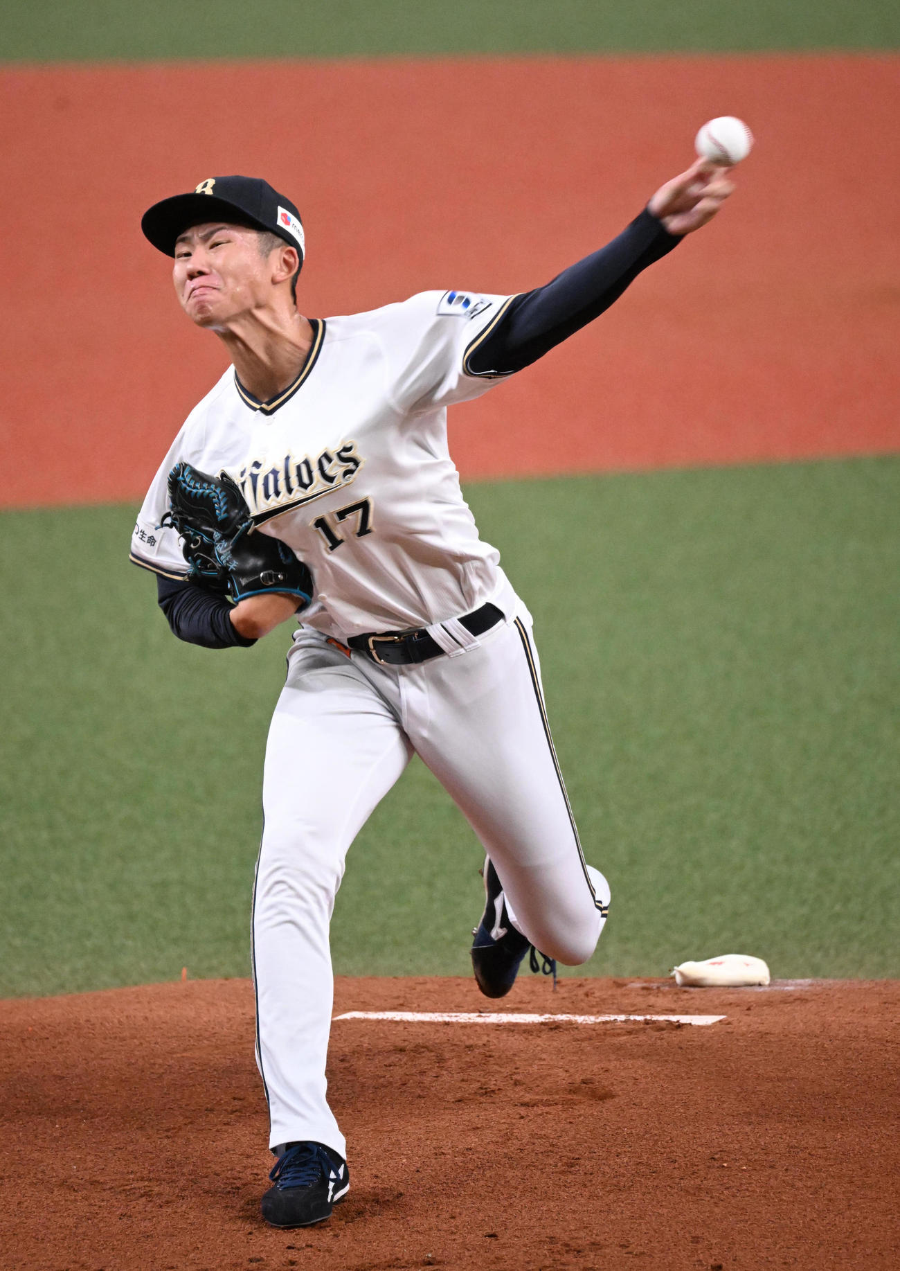 オリックス対ソフトバンク　力投するオリックス先発の曽谷（撮影・和賀正仁）