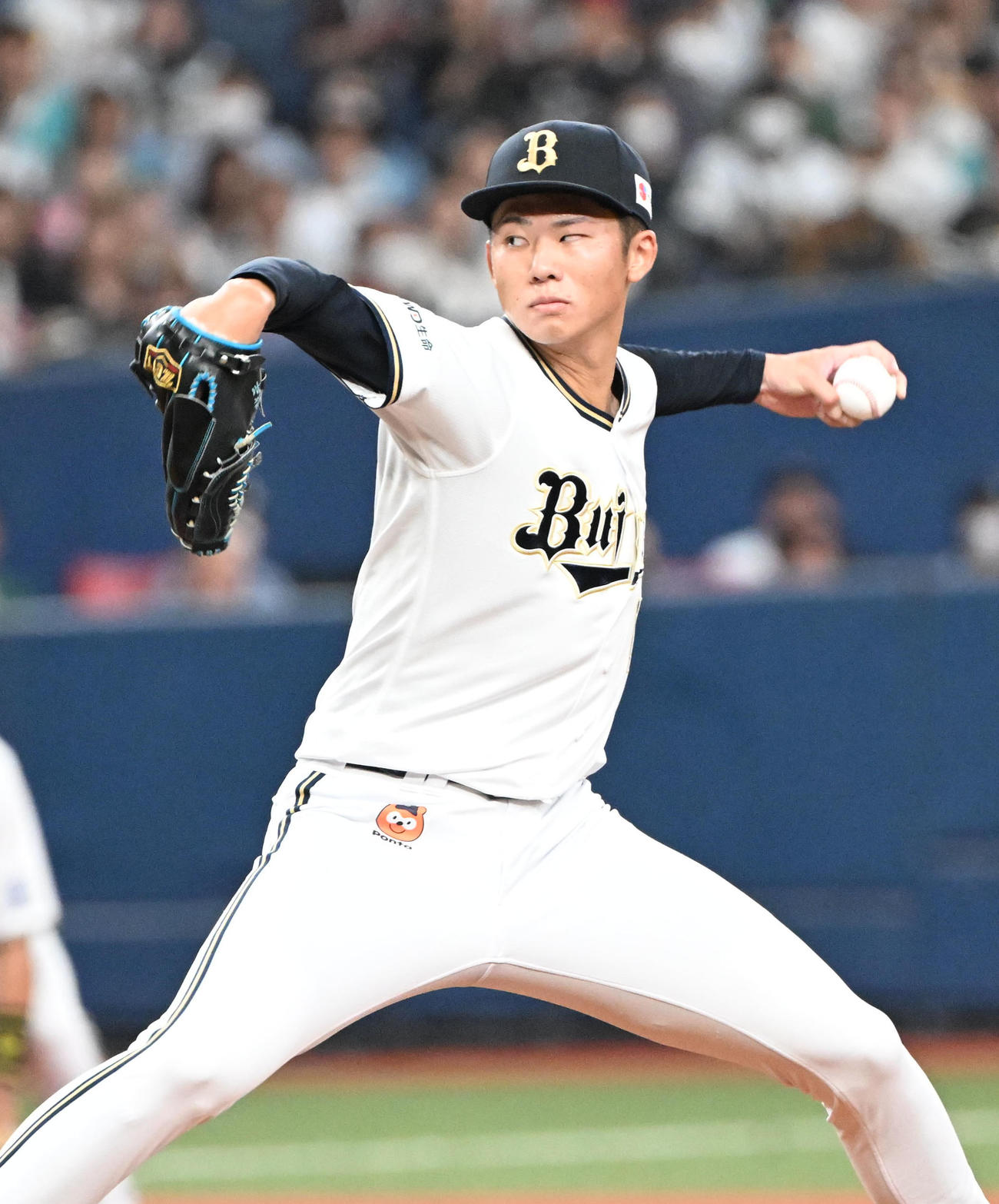 オリックス対ソフトバンク　先発するオリックス曽谷（撮影・和賀正仁）