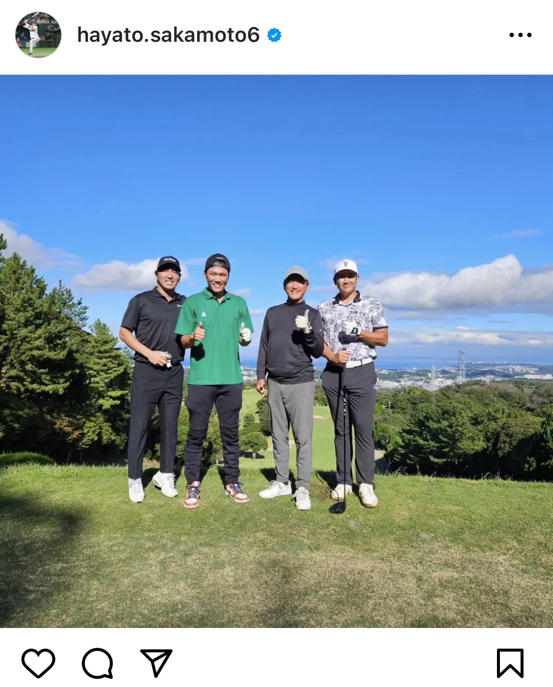 巨人坂本勇人のインスタグラムから