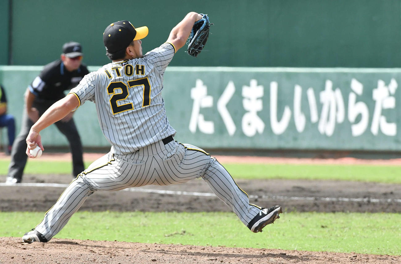 楽天対阪神　阪神先発の伊藤将は5回0封の好投を見せる（撮影・岩下翔太）