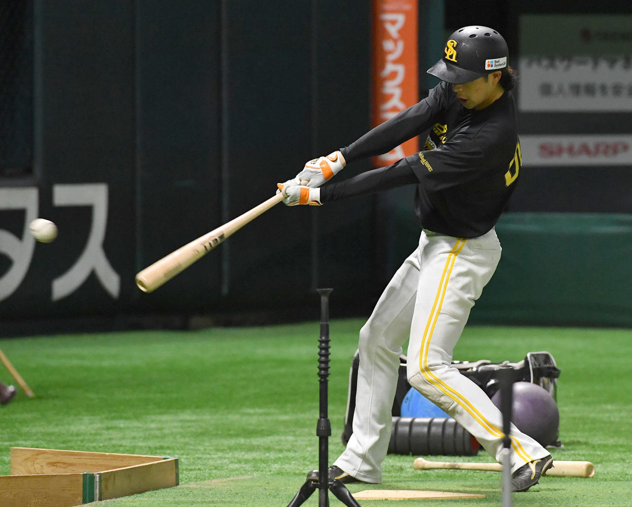 打撃練習を行う川瀬（撮影・岩下翔太）