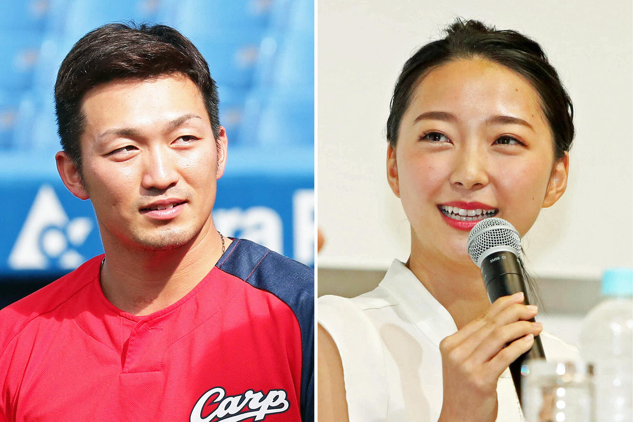 鈴木誠也（左）と畠山愛理