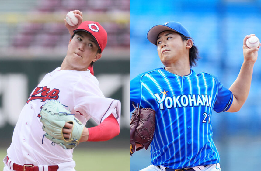 広島森下暢仁（左）、DeNA今永昇太