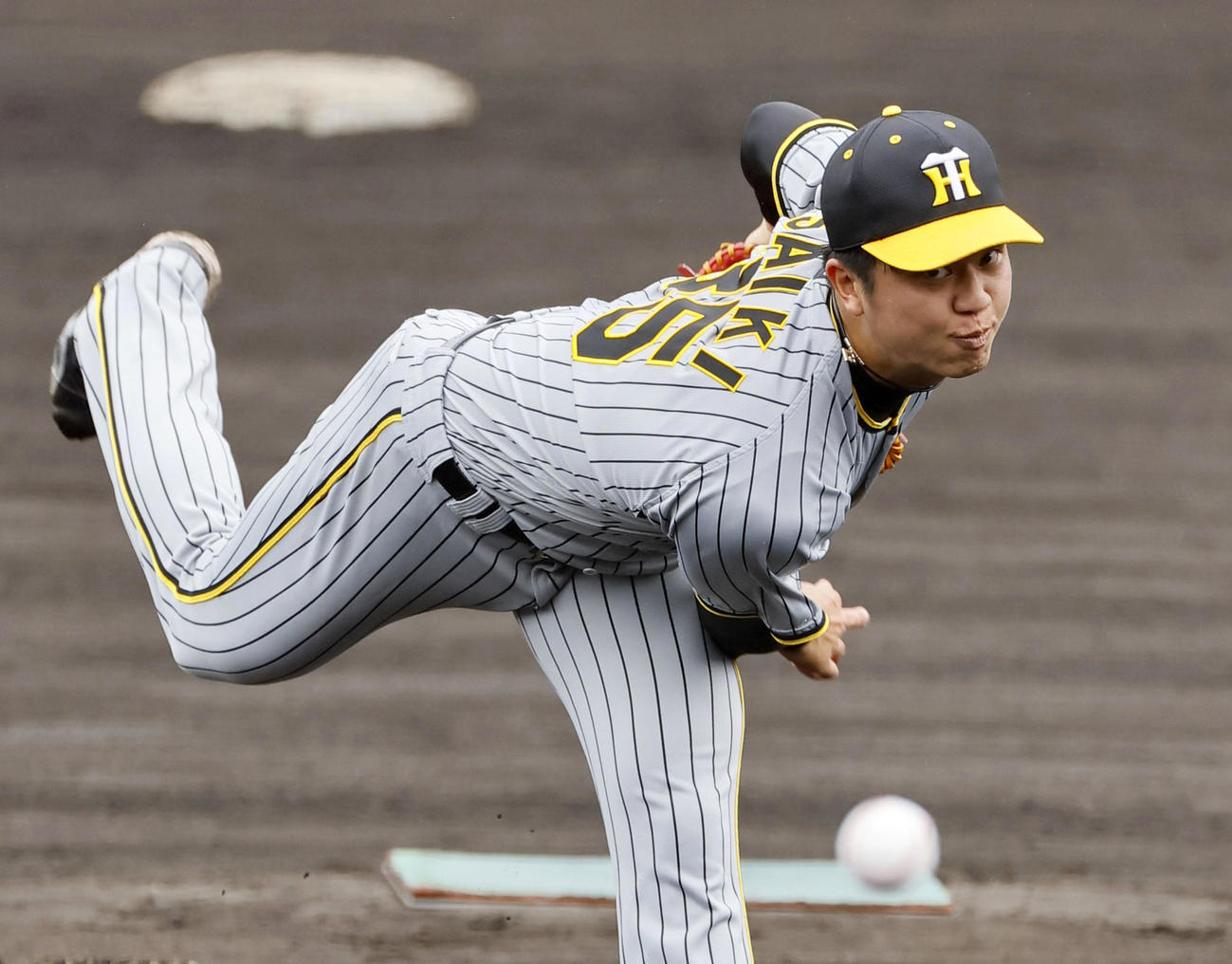フェニックスリーグ西武対阪神　5回2安打1失点の阪神才木（撮影・藤尾明華）