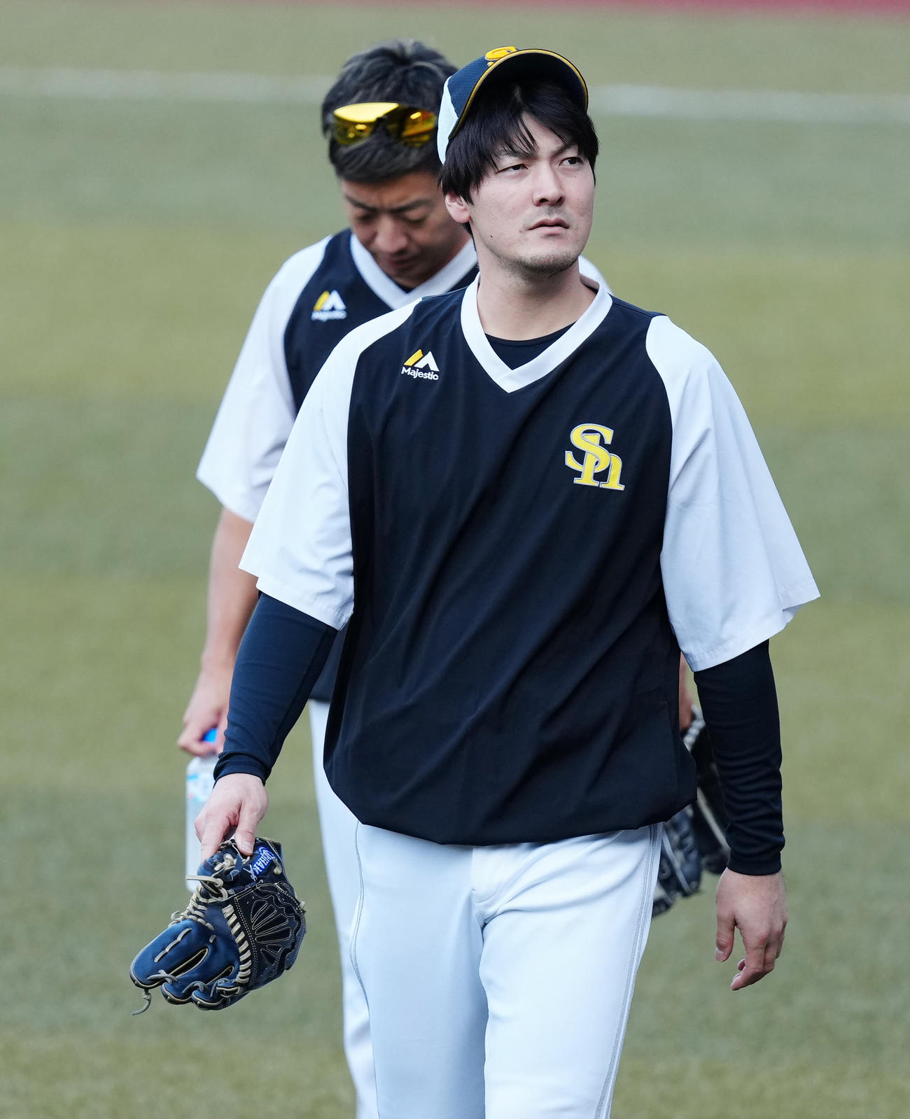 ロッテ対ソフトバンク　試合前練習に臨むソフトバンク有原（撮影・江口和貴）