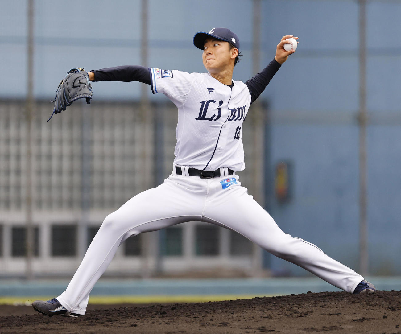 フェニックスリーグ西武対阪神　5回5安打1失点の西武菅井（撮影・藤尾明華）