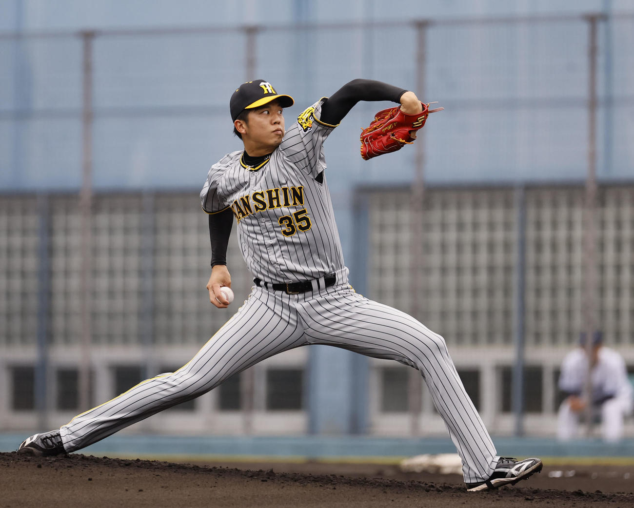 フェニックスリーグ西武対阪神　先発した阪神才木（撮影・藤尾明華）