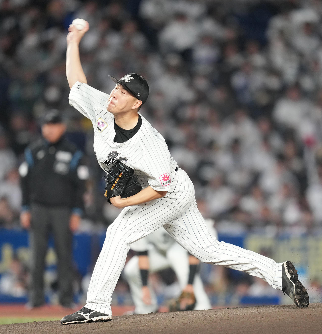 ロッテ対ソフトバンク　先発し力投するロッテ西野（撮影・鈴木みどり）