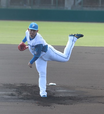 日本ハム対四国IL選抜　フェニックスリーグ初登板初先発で3回完全投球を披露した日本ハム北浦（撮影・永野高輔）