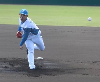日本ハム対四国IL選抜　フェニックスリーグ初登板初先発で3回完全投球を披露した日本ハム北浦（撮影・永野高輔）