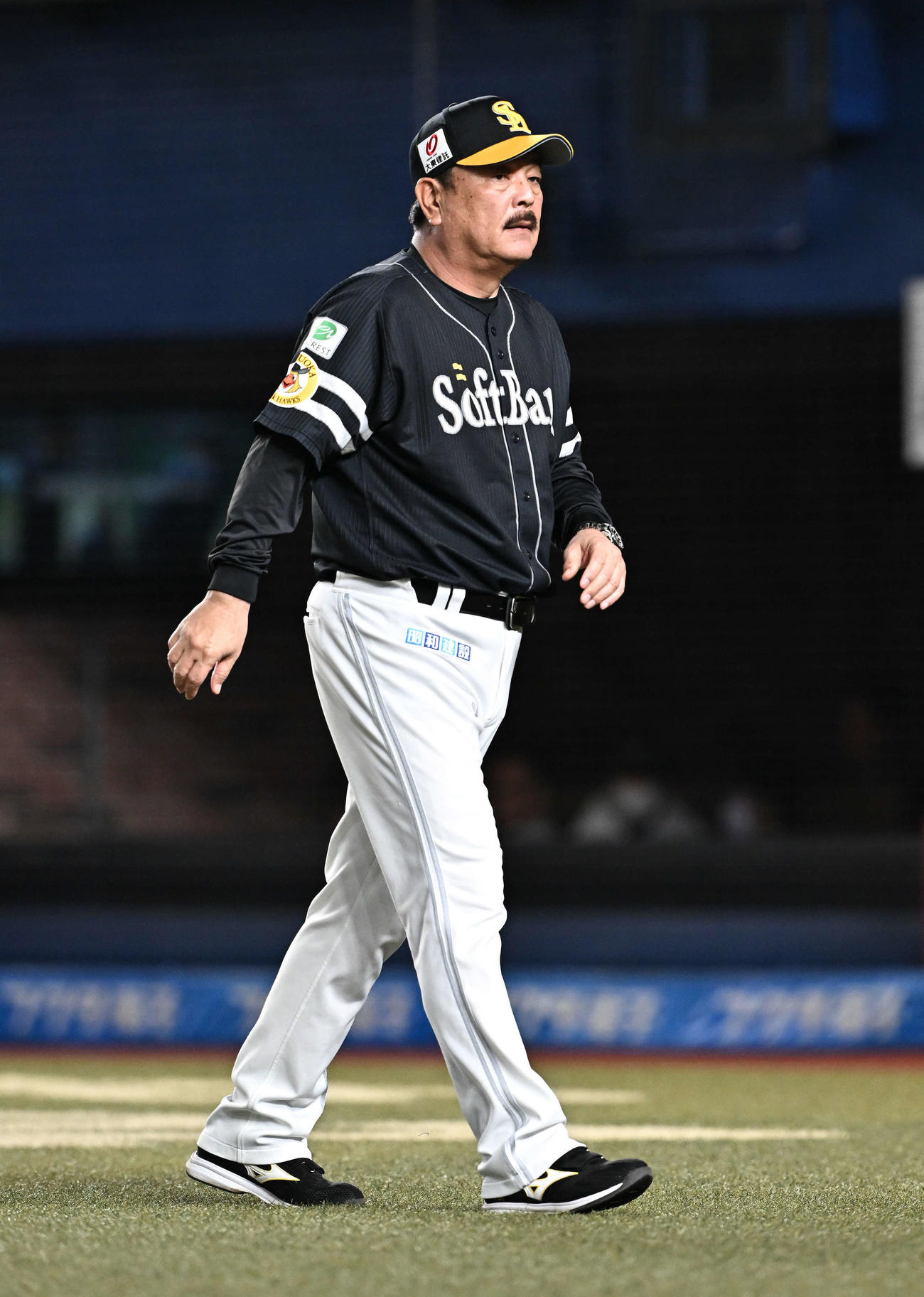 ロッテ対ソフトバンク　交代を告げベンチへ引き揚げるソフトバンク藤本監督（撮影・滝沢徹郎）
