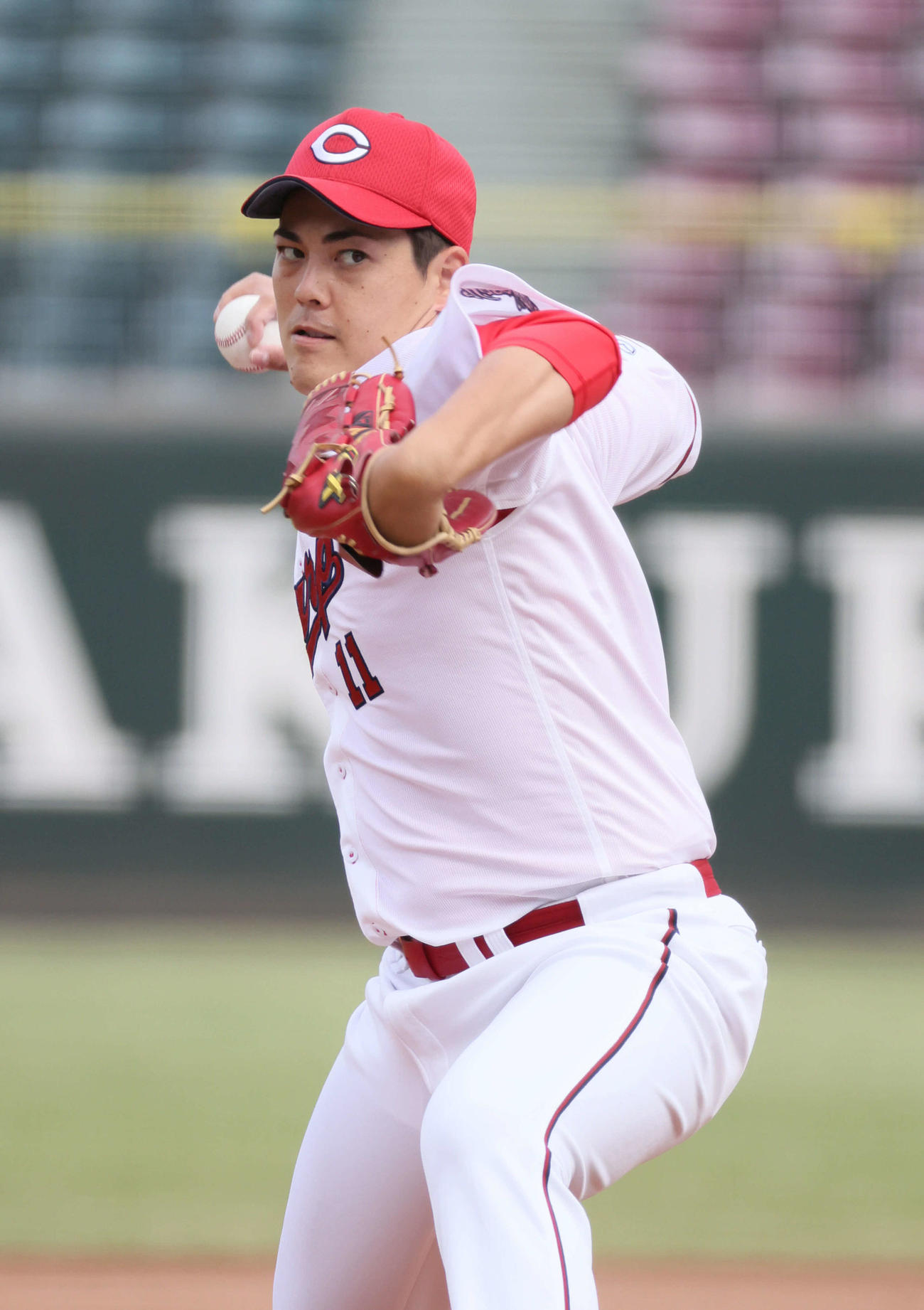 広島・九里亜蓮（2023年10月7日撮影）