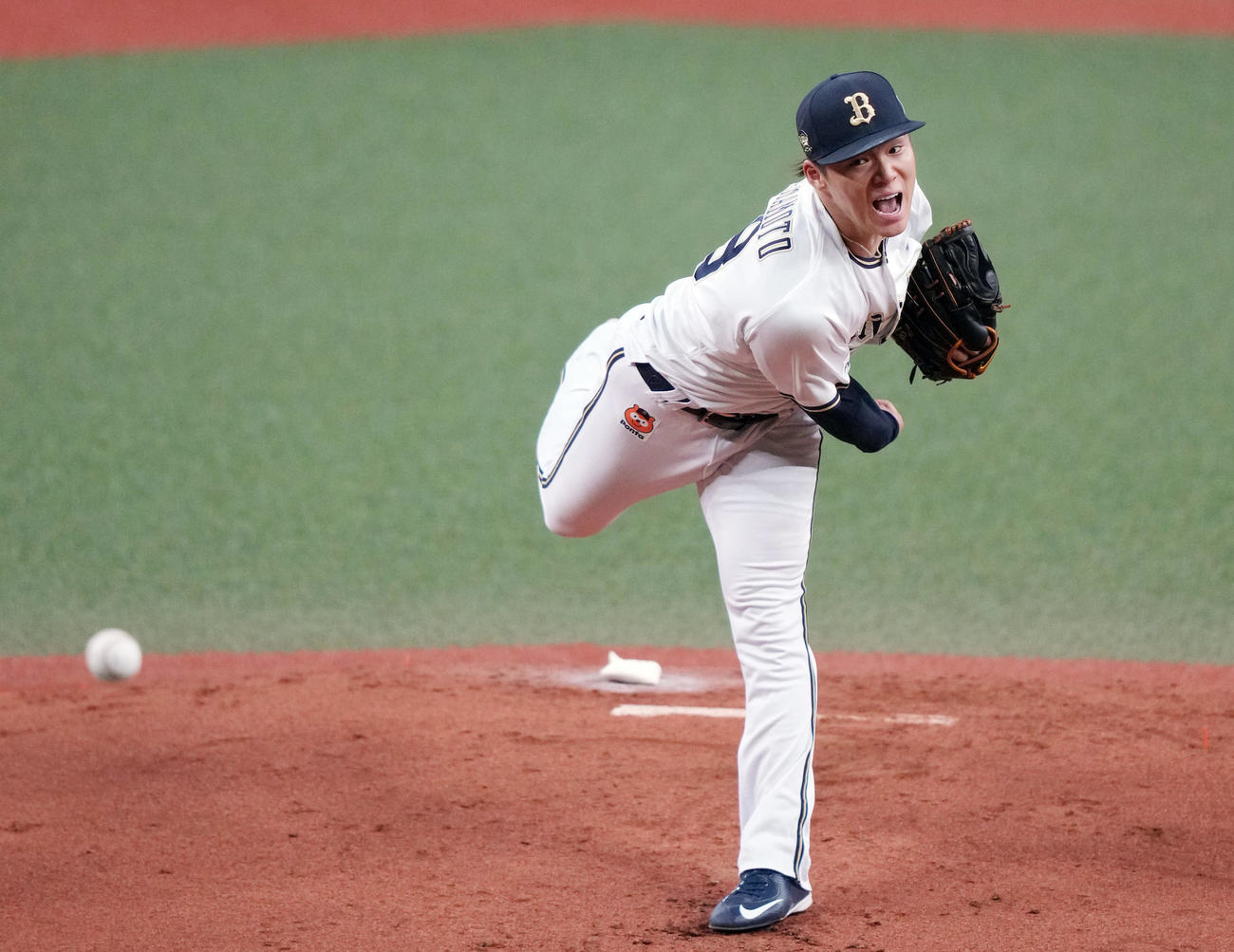 オリックス対ロッテ　オリックス先発の山本（撮影・狩俣裕三）