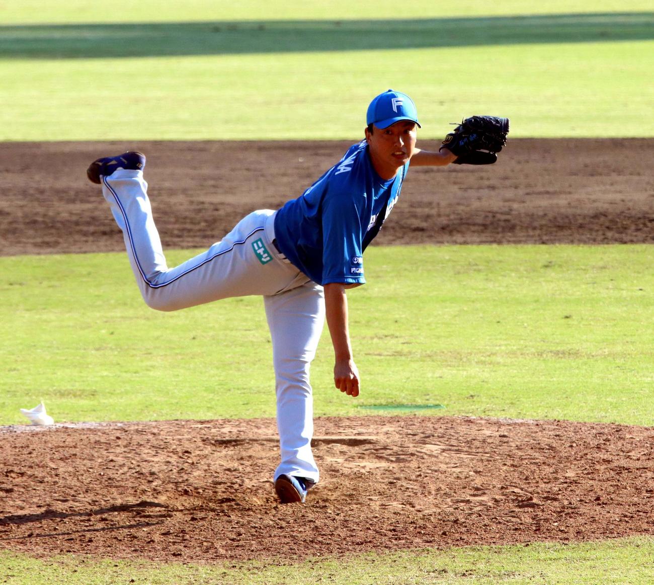 韓国選抜対日本ハム　9回に登板し1回1安打無失点で締めた日本ハム石川（撮影・永野高輔）