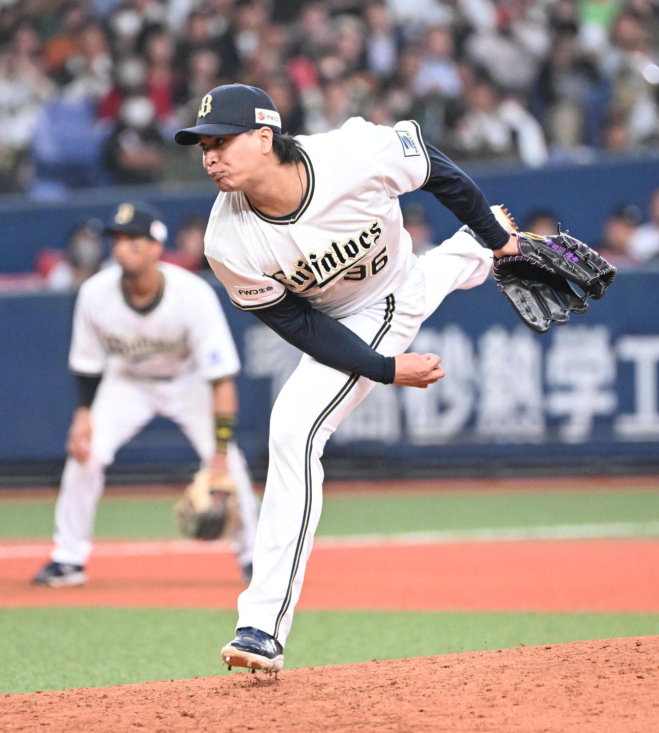 オリックス対ロッテ　8回に登板するオリックス宇田川（撮影・和賀正仁）