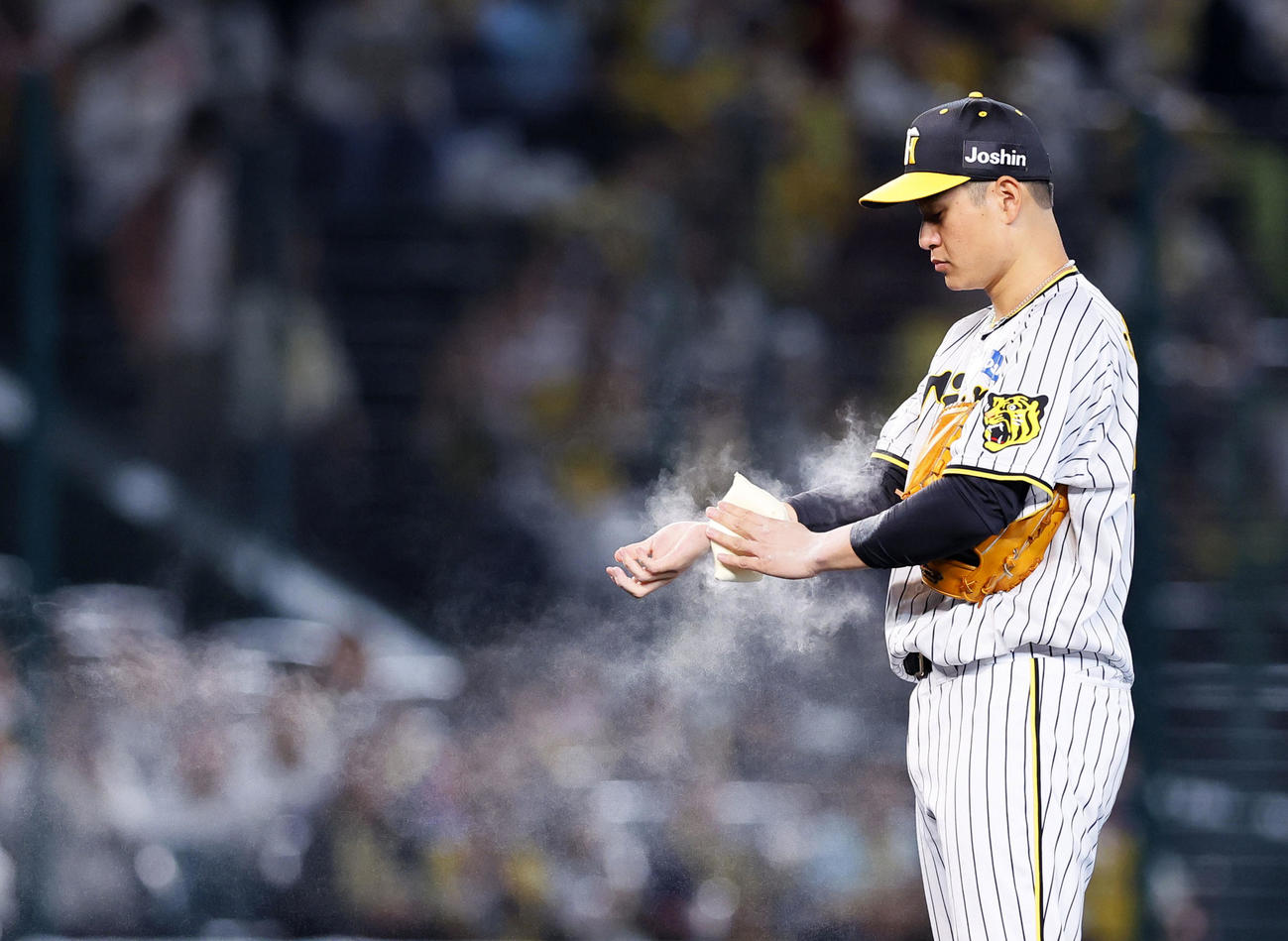 阪神対広島　マウンドに上がった阪神先発の大竹（撮影・藤尾明華）