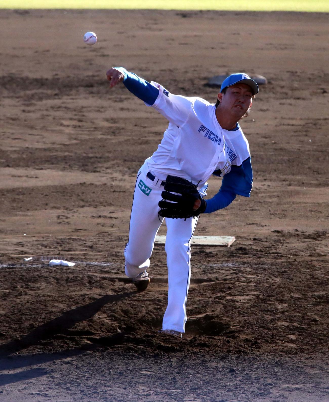 日本ハム対中日　8回に4番手で登板し自己最速タイの154キロをマークするなど1回完全投球を披露した日本ハム柳（撮影・永野高輔）