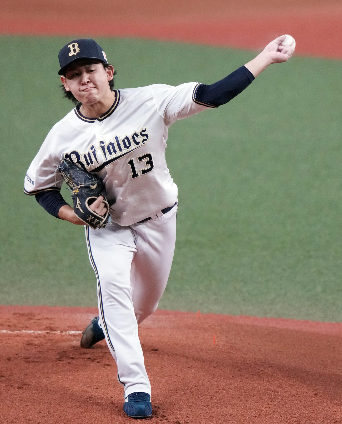 オリックス対ロッテ　オリックス先発の宮城（撮影・狩俣裕三）