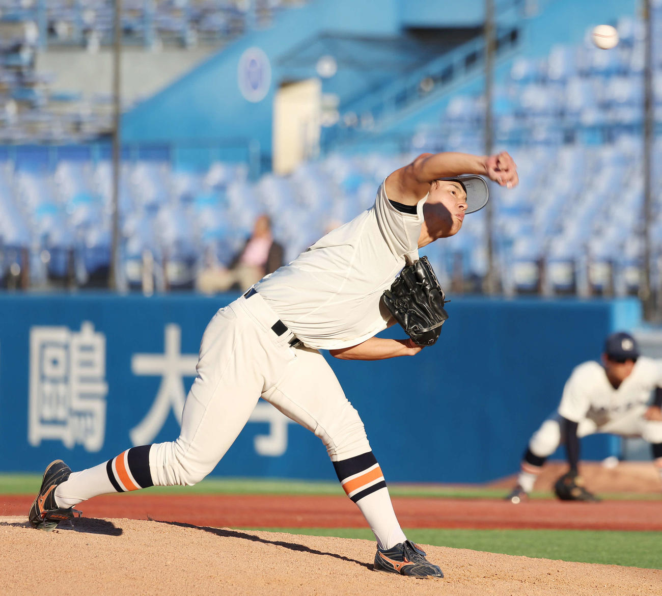 法大対明大　法大3番手の塙（撮影・宮地輝）
